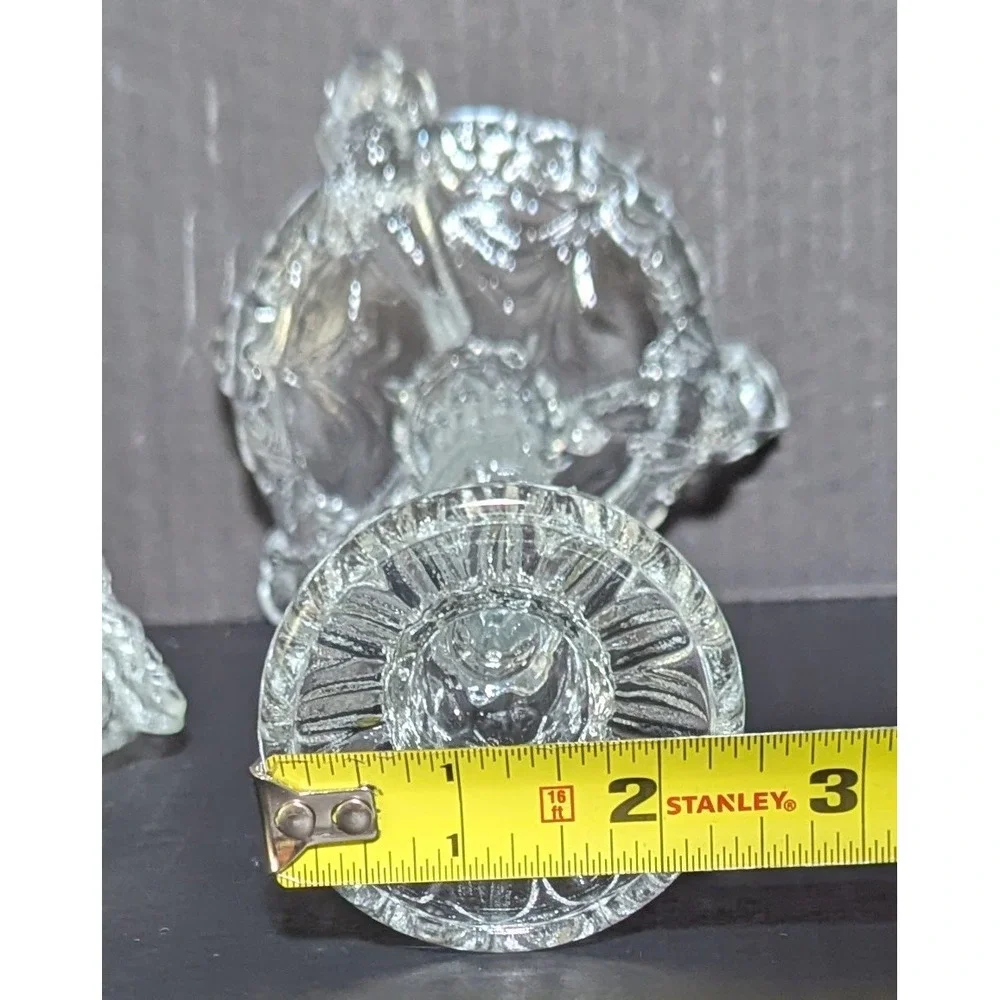 Vtg Clear European Pressed-Glass Koi Fish/Dolphin-Footed Candlesticks (Pair)